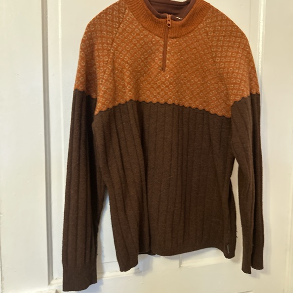 Woolrich Orange and Brown Zip-Up Sweater - Picture 1 of 4